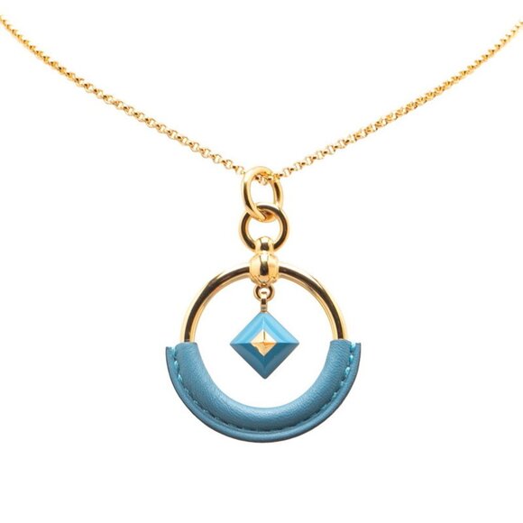 HERMES Blue Leather Necklace - Picture 1 of 6
